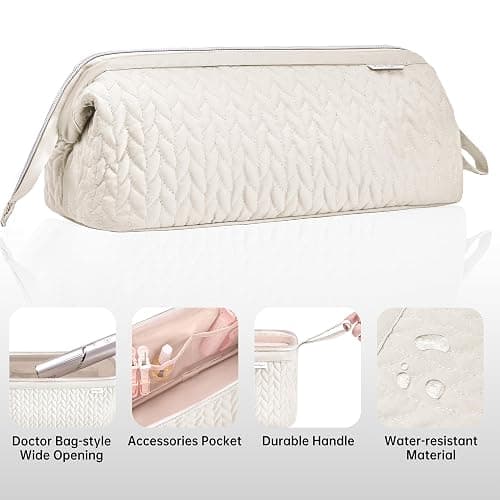 KarSyon Shark Flex Style Case for Dyson Airwrap Hair Dryer Brush Revlon Hair Tools Travel Bag Carrying Case Flat Curling Iron Organizer (Beige) thumbnail 5