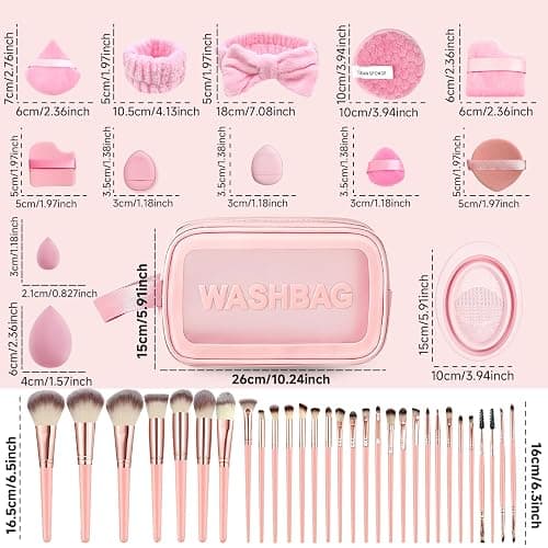 CLRDZN 70Pcs Makeup Brushes Set, Pink Professional Makeup Brush Set Multi-functional Makeup Brush Kit, Eye and Face Makeup Brushes & Tools, Premium Synthetic Facial Makeup Accessories thumbnail 8