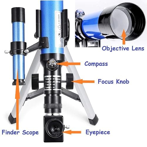 MaxUSee Kids Telescope 400x40mm with Tripod & Finder Scope, Portable Telescope for Kids & Beginners, Travel Telescope with 3 Magnification Eyepieces and Moon Mirror thumbnail 5
