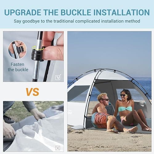Elegear CumbreX™ Beach Tent Sun Shelter with Canopy, 4-5 Person Pop Up Beach Tent, Easy Setup UPF 50+ UV Protection Portable Lightweight Double Silver Coating Cabana Sun Shade Shelter - Silver thumbnail 6