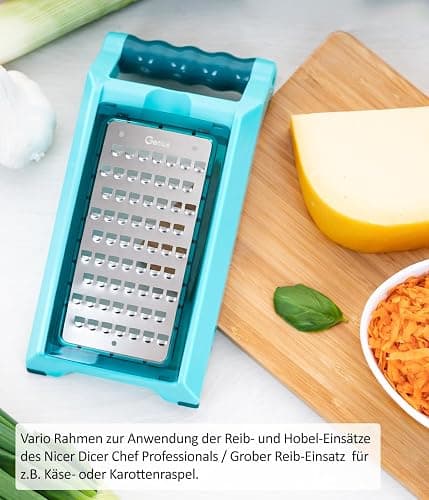 Nicer Dicer Chef Professional Gemüsescheider 23-tlg. Gemüsehobel manuell mit 5.2L großem Auffangbehälter Frischhaltedeckel, Spiraleinsätze, Tomatenschneider, Julienne, Salatschneider mit Rezeptbuch thumbnail 6