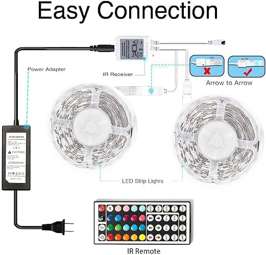 DAYBETTER LED Lights 65.6ft, 5050 RGB Led Strip Lights Flexible Color Changing Remote Control Led Light Strips, 2 Rolls of 32.8ft Led Lights for Bedroom, Living Room, Party Home Decor thumbnail 2