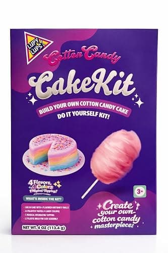 Cotton Candy Cake Kit (4oz.) - Lupy Lups! - 4 Flavors, 4 Colors and 1 Magical Topping. - Fluffy, Fun and Sweet Cotton Candy. - Image 1