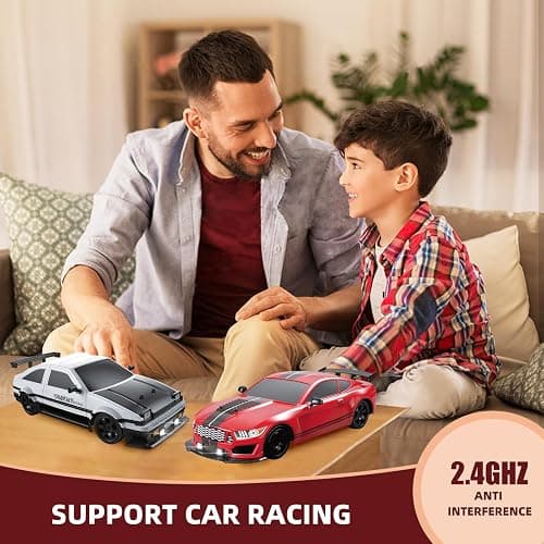 Sakeye RC Drift Car 2.4GHz 1:16 Scale 4WD High Speed Remote Control Cars Vehicle with LED Lights Two Batteries and Drifting Tires Racing Sport Toy Cars for Adults Boys Girls Kids thumbnail 5