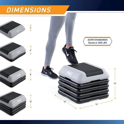 Circuit Fitness by Marcy 16 x 16 inches Adjustable Height Aerobic Step Platform with Adjustable Risers, Non-Slip Rubber Surface, Home Exercise Fitness Training, Multiple Color Options thumbnail 2