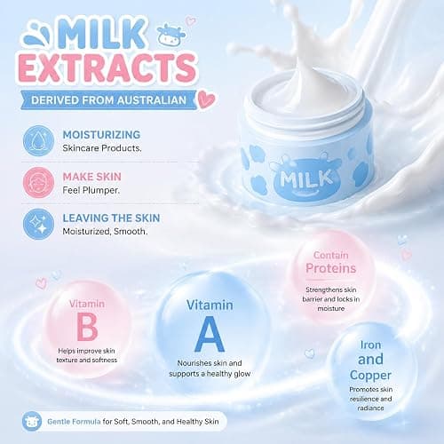 Milk Skin Care Set for Kids & Teens, 12 IN 1 Moisturizing Milk Skincare for Girls 10-12, Skincare for Kids Age 8-12, Birthday Gifts for Teen Girls, Face Care Kit, Korean Skin Care,12PCS thumbnail 5