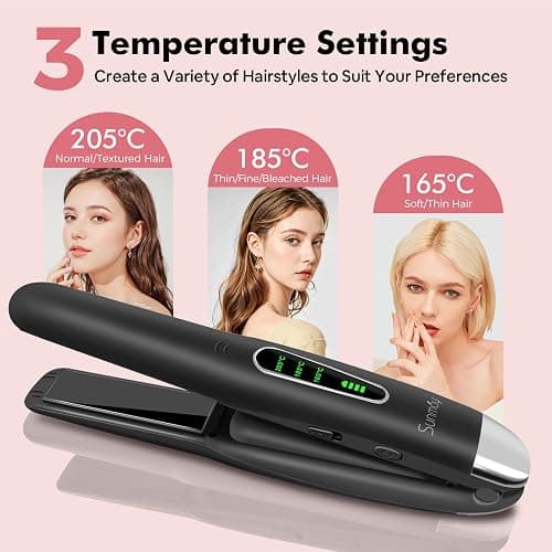 SUNMAY Voga Plancha Pelo Inalambrica 2 en 1, Plancha de Pelo y Rizador de Titanio Portátil, Mini Plancha Pelo Viaje USB 5000 mAh, 3 Niveles de Temperatura, Calentamiento Rápido (Negro) thumbnail 3