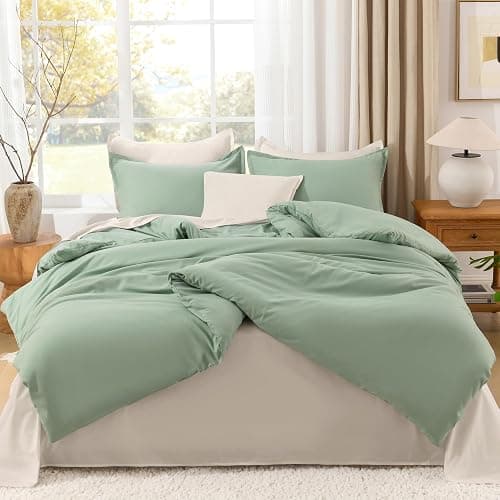 Litanika Queen Comforter Set Sage Green, 3 Pieces Lightweight Comforters Queen Size Solid Bedding Comforters Sets, Down Alternative Comforter Bed Set Quilt Blanket thumbnail 3