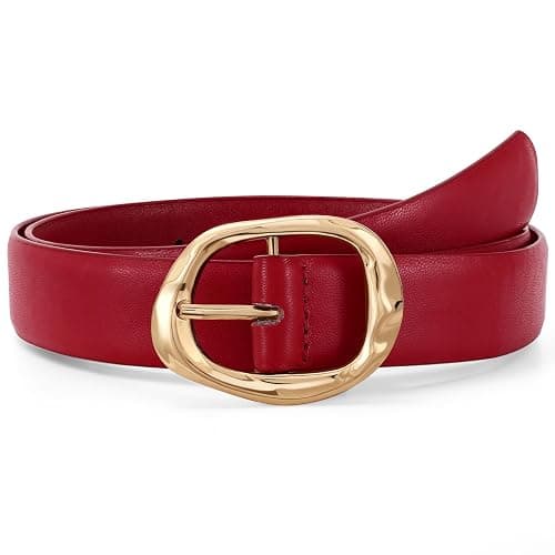 Women Leather Belt for Jeans Pants Ladies Casual Waist Belt Fashion Women Belt with Gold Buckle - Image 1