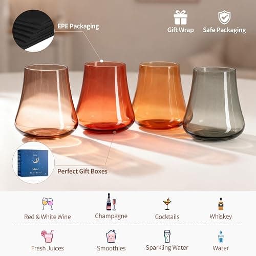 Imourari Crystal Stemless Wine Glasses (Set of 4) thumbnail 4