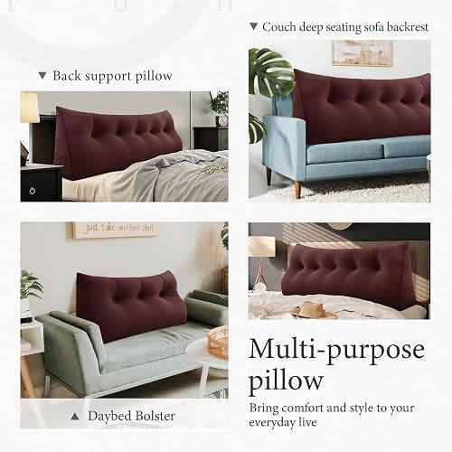 Rucener 8 lbs Thickened Twin Wedge Pillow Headboard College Dorm Bed Velvet Wedge Pillow Backrest Support Triangular Headboard Pillows with Side Pocket, Dorm Bedding Essentials for Girls & Boys thumbnail 6