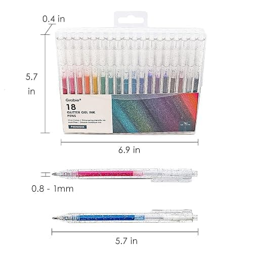 Grabie Glitter Pens (18 Colors Retractable Glitter Gel Ink Pens New) thumbnail 2