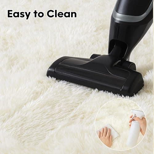 Mtandyx Area Rugs for Living Room, Bedroom, Cream Plush Fluffy Carpet | 6x9 Non-Slip Upgrade High Pile Carpet, Thick Soft Fuzzy Rug, Kid Boys Girls Playroom. Cozy, Modern Design. thumbnail 8