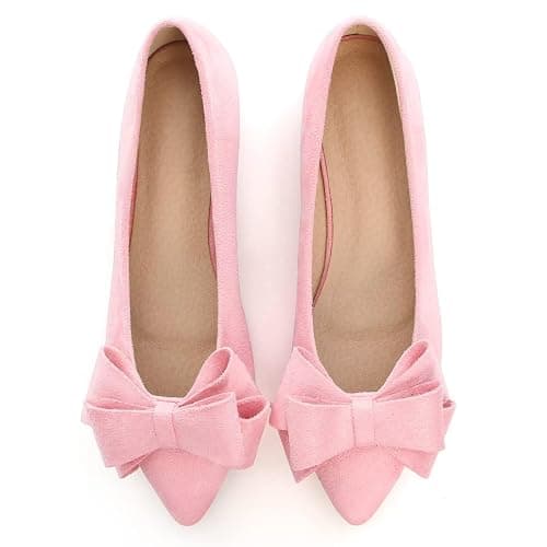 SAILING LU Womens Bowknot Ballet Flats Pointy Toe Casual Flat Shoes Suede Dressy Wear to Work Slip-Ons Moccasins thumbnail 3