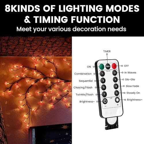 Cherry Blossom Lights with Bendable Branches for Bedroom Wall Decor | 7.55 ft, 144 LEDs, USB powered, remote control, timer, 8 modes, pink blossoms, living room, wedding and holiday decor thumbnail 7