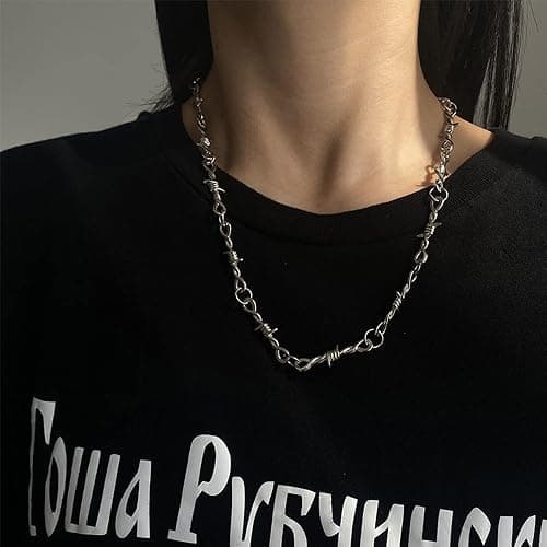 LIRUNQIN 9 Pcs Grunge Necklace Set Goth Cross Fairy Thorns Gothic Angel Heart Feather Chain Choker Necklace for Women Teen Girls thumbnail 4