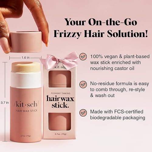 Kitsch Hair Wax Stick for Women & Men - Anti-Frizz and Fly Away Hair Tamer, No Residue Hair Finishing Stick | All Day Hold Styling Product - 2.7 oz thumbnail 3