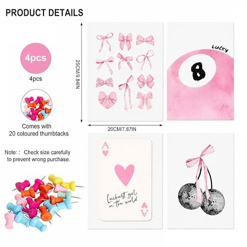 4 Affiches Aesthetic Roses 20x25 cm, Posters Déco pour Chambre de Fille | Toile Résistante, Style Coquette, Motifs Roses Assortis, pour Chambre d’Ado, Mur Photo & Décoration Personnalisée thumbnail 2