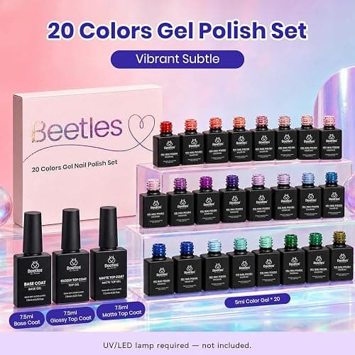 Beetles Gel Nail Polish Set, 20 Colors All Season Gel | Pink Green Blue Fall Colors Soak Off UV Gel Polish with Base Top Coat for Beginners Nail Art Home thumbnail 2
