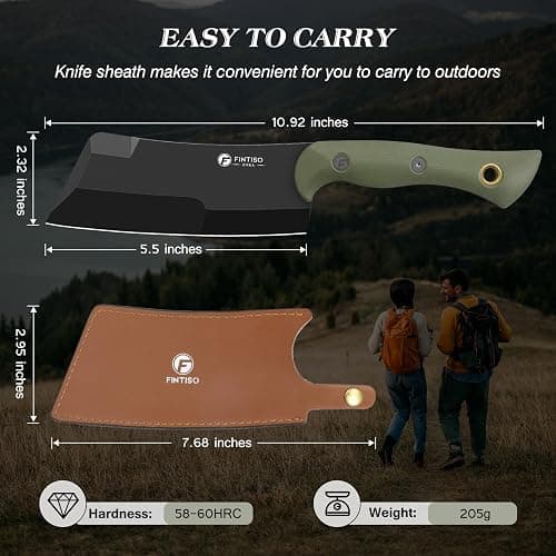5.5 Inch Butcher Knife, 2-in-1 Chef & Meat Cleaver Knife with Sheath, Multipurpose Full Tang G10 Handle Kitchen Knives for Bone Chopping, 14C28N High Carbon Stainless Steel for Home and Outdoor thumbnail 2