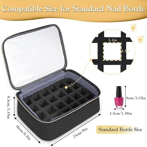 YOREPEK Nail Polish Organizer Holds Up to 72 Bottles (15ml-0.5 fl.oz) Nail Polish Carrying Case with 3 Removable Pouches and 4 Zippered Pockets for Manicure Tools, Supplies, Nail Lamp, Gifts for Women thumbnail 3