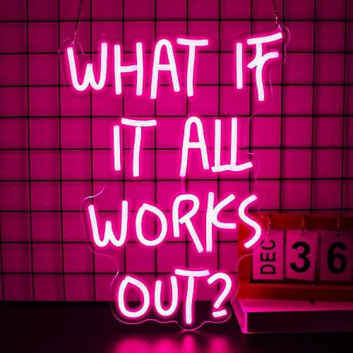 Gdbkabf What If It All Works Out Neon Sign, Neon Signs for Wall Decor Neon Pink LED Signs Room Neon Light Up Signs Home Decor for Bedroom Club Party Bar Shop USB Operated - Image 1