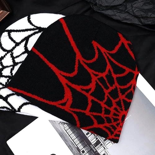 Spider Web Beanie Hat Wool Gat De Punto De Punto Y2k Street Beanie Fashion Hip Hop Skull Cabellera para Hombres Mujeres Invierno Beanie Cálido thumbnail 7