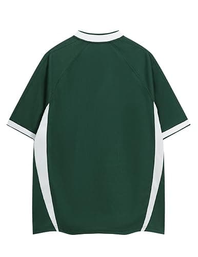 Aelfric Eden Jersey Shirts Women Oversized Mesh V Neck Graphic Tees Y2k Color Block Short Sleeve T Shirt Tops - Medium - Green thumbnail 2