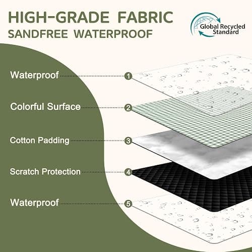 Genovega Waterproof Picnic Blanket Beach Outdoor Camping Mat Rug Extra Large Foldable Cute Big Travel Essential Accessories Gift Park Patio Lawn Garden Grass Ground Music Festival Must Have Checkered thumbnail 4