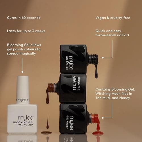 Mylee Tortie Quad - Create Easy Tortie Effect Watercolour Nail Art With 3 x 8ml Gel Polish Shades & 1 x 10ml Blooming Gel, UV/LED Soak-Off Manicure for Salon & Home Use - Long Lasting & Easy to Apply thumbnail 7