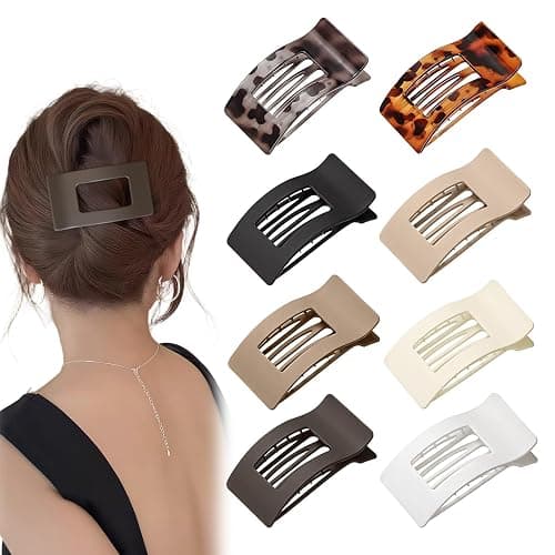 8 PCS French Flat Hair Clips for Women Girls,Matte Lay Flat Claw Clips, Large No-Slip Claw clips for Thick & Thin Hair, Strong Hold Styling Barrettes Accessories for Daily Styling - Image 1