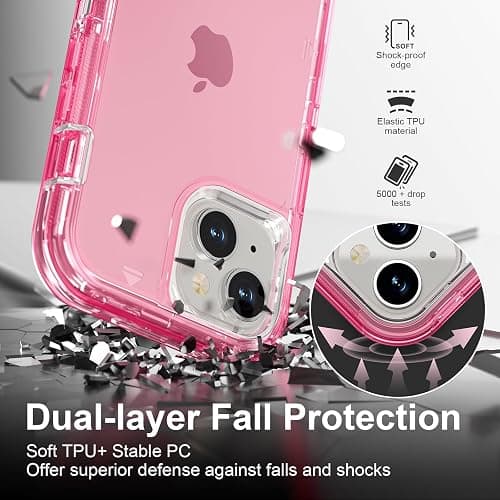 Follaroma for iPhone 15 Plus Case, Heavy Duty Shockproof Protection Phone Cases, Anti-Drop, Dual Layer Transparent Protective Cover Compatible with iPhone 15 Plus, 6.7 inch,Crystal Pink thumbnail 4