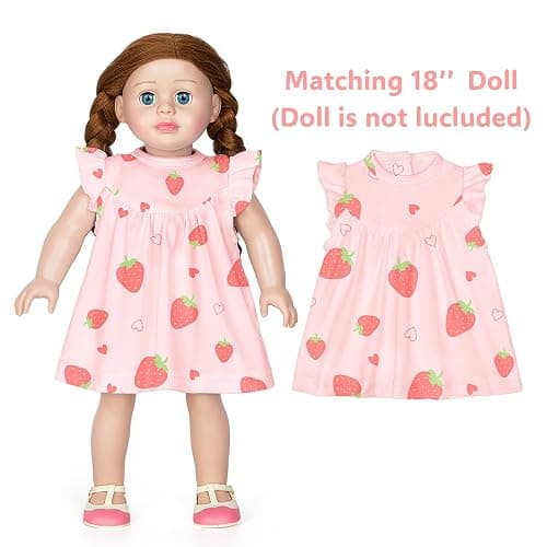 ICOSY Matching Doll & Girls Nightgowns Clothes Girls Pajamas Sleepwear Outfit for Kids and American 18" Girl Doll thumbnail 4