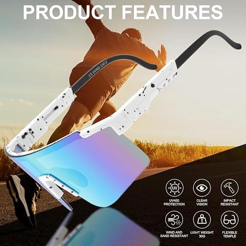 ROIBEAO Professional Cycling Glasses for Men Women, Sports Sunglasses UV Protection for Baseball Cycling Running Driving Glof thumbnail 3