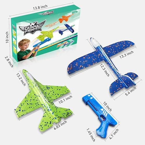 3 Pack Airplane Launcher Toys, 13.2 inch LED foam 2025 F-15 Eagle fighter jet ＆ Glider Catapult Plane for Boys, Flying Toys Christmas Birthday gifts for Boys Girls 4 5 6 7 8 9 10 11 12 Year Old thumbnail 2