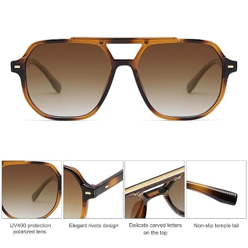 SOJOS Retro Trendy Aviator Polarized Sunglasses Men Women Vintage 70s Square Stylish Frame Sun Glasses SJ2283 thumbnail 5