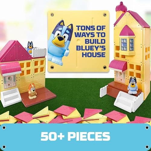 Tile Town Bluey Heeler Family Home 52-Piece Magnetic Tile Playset, Interactive STEM Magnetic Tiles Toys, Includes Bluey & Bingo Figures, Action Tiles thumbnail 6
