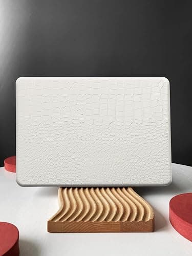 KEROM Compatible with MacBook Air 13 inch Case 2025-2022 M4 M3 M2 A3240 A3113 A2681, Textured Elegant Luxury Crocodile Skin Aligator Skin Snakeskin PU Leather Hard Shell Case & Keyboard Cover, White thumbnail 4