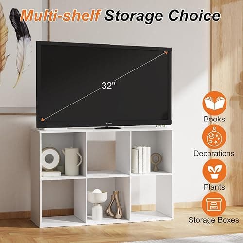 Sweetcrispy 6 Cube Storage Organizer - Open Cube Bookshelf with 3 Removable Back Panels, Display Storage Bookcase for Living Room, Bedroom, Entrance Hall, Home Office，36" L×11.6" W×24" H, White thumbnail 5