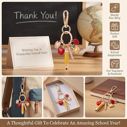 Neyauo Teacher Bag Charm Colorful Teacher Keychain | Thank You Teacher Gifts Teacher Key Chain Teacher Appreciation Accessories thumbnail 4
