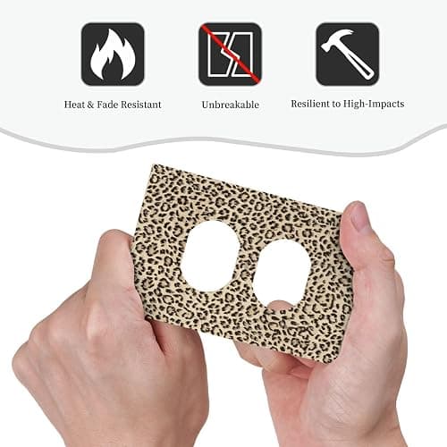 Nadoabtm Outlet Covers Animal Print Leopard Print Yellow 1 Gang Duplex Wall Plate Decorative Switch Plates Electrical Receptacle Faceplate Light Switch Cover for Bedroom Bathroom Decor thumbnail 6