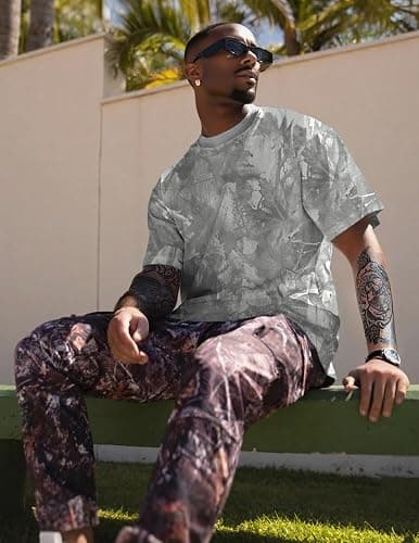 UOUA Mens Graphic Tees Vintage T-Shirts Oversized Letter Print Casual Crewneck Cotton Top Short Sleeve Rapper Streetwear thumbnail 3