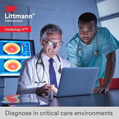 3M Littmann Cardiology IV Diagnostic Stethoscope, 6205, More Than 2X as Loud, Weighs Less, Stainless Steel Rainbow-Finish Chestpiece, 27" Plum Tube, Violet Stem, and Black Headset thumbnail 5