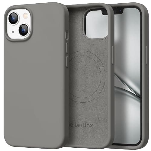 GolbinBox Magnetic for iPhone 13 Case & iPhone 14 Case, Compatible with MagSafe, [Soft Anti-Scratch Microfiber Lining], Slim Liquid Silicone Shockproof Protective Phone Case 6.1 inch, Cold Gray - Image 1