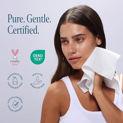 Cliganic Clean Face Towels XL, Multi-Pack (100 Count), Disposable, Ultra-Absorbent, Hypoallergenic & Soft - Makeup Remover Dry Wipes, Pamper Your Face, Hygienic Towelettes, for All Skin Types thumbnail 6