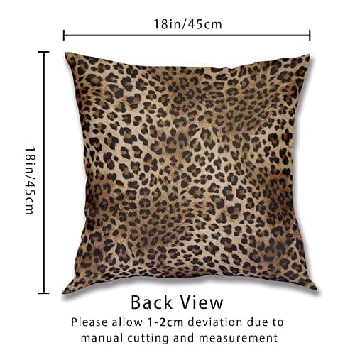 Granbey Brown Leopard Throw Pillow Cover - 2 Pcs Cheetah Pillow Case 22x22 inch Cotton Soft Animal Print Pillows Covers Decorative Cushion Cover for Home Couch Bed Sofa Double Side Printed thumbnail 3