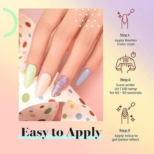 Beetles Gel Nail Polish - 20 Pcs Pastel Paradise Soak Off, Nude Gray Pink Blue Glitter Gel Polish Starter Kit with Glossy Matte Top Base Gel Coat Manicure Kit thumbnail 5