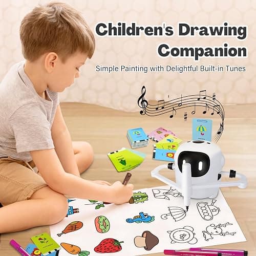 RIVGOT Drawing Robot for Kids with 150 Cards, Voice Interactive Educational Drawing Machine, Montessori Painting Learning Toys for 3 4 5 6 7 8 Year Old Boys Girls Birthday Party thumbnail 4