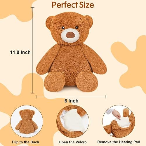 Finebee Weighted Stuffed Animals Bear Plush Heated Microwavable Weighted Plushise Stuffy Lavender Scented Bear Stuffed Animal Calming Gift for Kids and Adults thumbnail 3