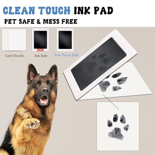 MYPAWLETS Ink & Clay Paw Print Kit for Dog Cat,Clean-Touch Ink Pad & Soft Clay,Pet Paw Print Impression Kit Large Area,Keepsake Frame for 1-2 Pets,Cat/Dog Gifts thumbnail 3